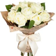 11 white roses in paper