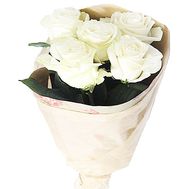 5 білих троянд в папері