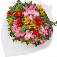 Bouquet of flowers from 19 multi-colored alstromeries