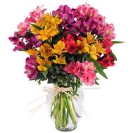 Unusual bouquet of alstroemerias