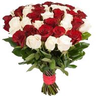 35 червоних і білих імпортних троянд