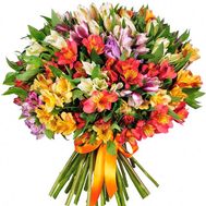 Великий букет різнокольорових альстромерій