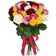 Многоцветный букет из 33 роз