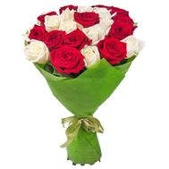 An attractive bouquet of red and white roses