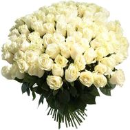 Шикарний букет із 101 білої імпортної троянди