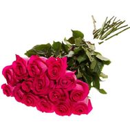 Чудовий букет із 15 рожевих імпортних троянд