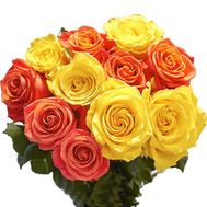 A cheerful bouquet of yellow and orange roses