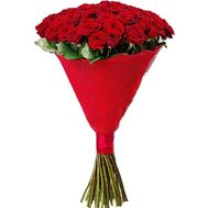 55 червоних троянд 80 см