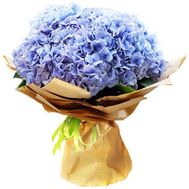 Букет голубых гортензий в бумаге
