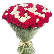 Букет із 85 різнокольорових троянд