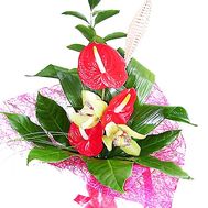 Букет из антуриума и орхидей