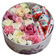 Box with flowers and kinder