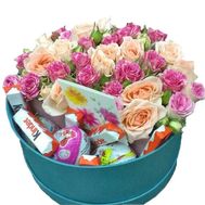 Box of sweets and flowers