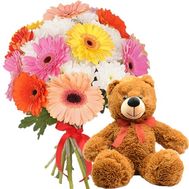 Bear with a bouquet