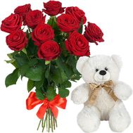Bear with roses