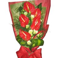 Мужской букет из антуриумов и эустом