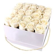 Білі троянди в квадратної коробці