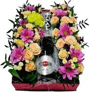 Flowers and Asti Martini in a Box