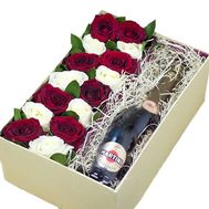 Roses and champagne in a box
