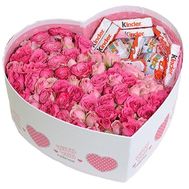Roses and sweets in a box heart