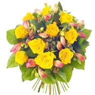 Yellow pink bouquet of flowers