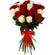 Bouquet of 21 red and white roses