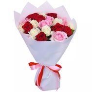 Bouquet of 19 multi-colored roses