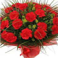 Bouquet of 35 red carnations with verdure