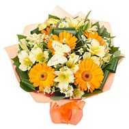 Bouquet of flowers from 5 gerberas and 8 alstroemerias