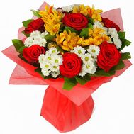 Bouquet of 7 roses, 5 alstromeries, 5 chrysanthemums