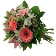 Bouquet of flowers from 1 lilies, 5 alstromeries and 3 gerberas