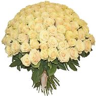 Букет із 101 кремовою троянди