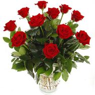 Bouquet of 11 red roses with verdure