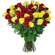 Букет из 45 желтых и красных роз