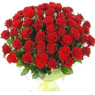 Букет із 65 червоних троянд