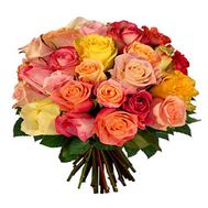 Букет из 29 разноцветных роз