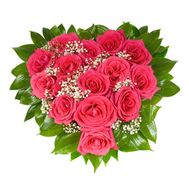 Heart of red roses and gypsophila