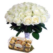Bouquet of 35 roses and Ferrero