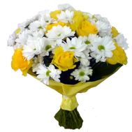 Bouquet of 9 roses and 8 chrysanthemums