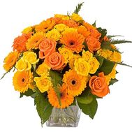 Букет цветов из 20 роз и 11 геребер