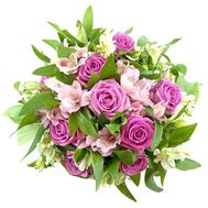 Bouquet of 9 roses and 6 alstromeries