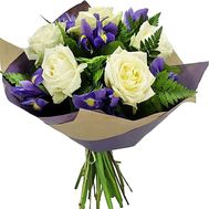 Букет из 5 роз и 6 ирисов