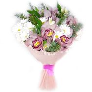 Bouquet of 7 orchids and 4 chrysanthemums