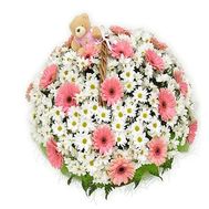 Корзина цветов из 18 хризантемы и 19 гербер