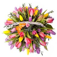 Корзина цветов из 51 тюльпана