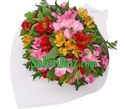 Bouquet of flowers from 19 multi-colored alstromeries Bouquet of flowers from 19 multi-colored alstromeries