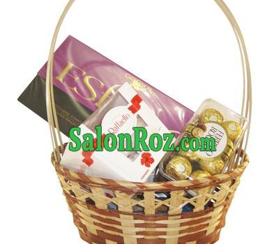 Boxes of chocolates in a gift basket Boxes of chocolates in a gift basket
