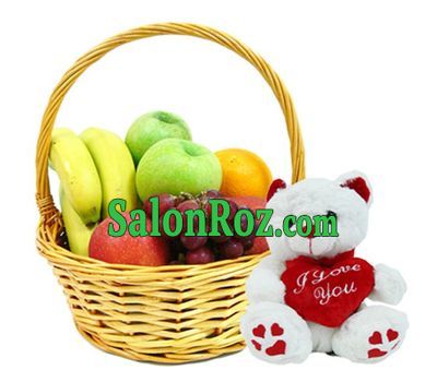 Fruit basket and teddy bear Fruit basket and teddy bear