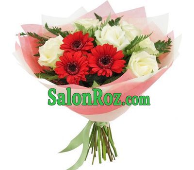 Original bouquet of roses and gerberas Original bouquet of roses and gerberas