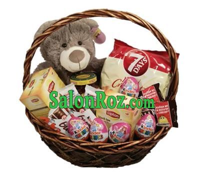 Sweets and a bear in the basket Sweets and a bear in the basket